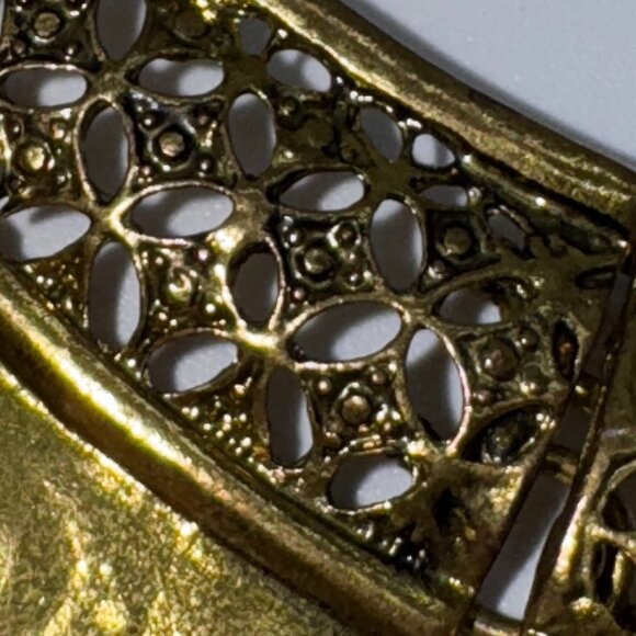 Gold Tone Metal Statement Necklace Cleopatra Style Lobster Clasp *read* - Picture 6 of 10